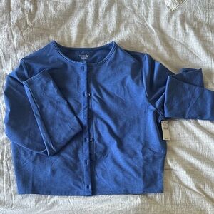 Blue Long Sleeve Button-Up Top